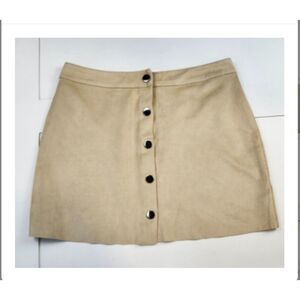 Naked Zebra Faux Suede Camel Mini Skirt Snap Front NWT Size Medium